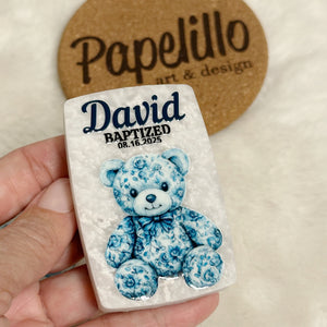 Custom Magnets Marble, Toile de Jouy Custom Baptism Gift, Personalized Fridge Magnets, Baptism Gift Personalized