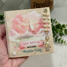 Load image into Gallery viewer, Personalized Baptism Gift Girl, Natural Travertine Stone Christening Gifts, Baptism Gifts for Goddaughter, Unique Baptism Gift Baby Idea
