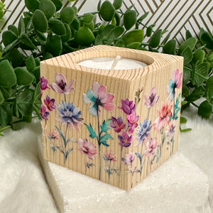 Baby Shower Girl Favors, Handmade Wooden Candle Holder, Personalized Tealight Holder, Baptism Candle Favor, Confirmation, Christening Favors