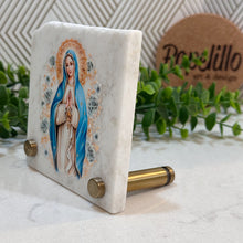 Load image into Gallery viewer, Personalized Baptism Gift Virgin Mary, Natural Marble Stone Christening Gifts, Baptism Gifts for Goddaughter, Unique Baptism Gift Baby Idea
