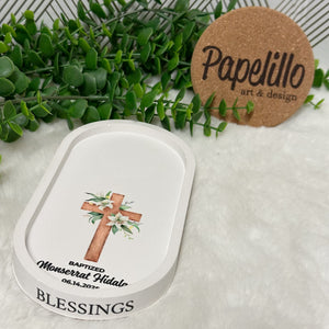 Eco Resine Oval Tray Virgin Mary | Handmade Vanity Tray | Jewelry Holder | Decorative Organizer | Modern Home Decor | Unique Christening Gift