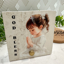 Load image into Gallery viewer, Personalized Baptism Gift Girl, Natural Travertine Stone Christening Gifts, Baptism Gifts for Goddaughter, Unique Baptism Gift Baby Idea
