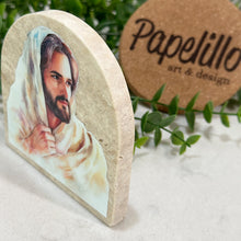 Load image into Gallery viewer, Jesus Baptism Gift, Arch Natural Travertine Stone Christening Gifts, Baptism Gifts for Goddaughter, Unique Baptism Gift Baby Idea
