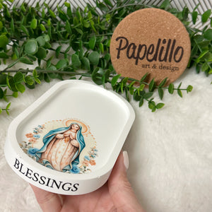Eco Resine Oval Tray Virgin Mary | Handmade Vanity Tray | Jewelry Holder | Decorative Organizer | Modern Home Decor | Unique Gift Idea