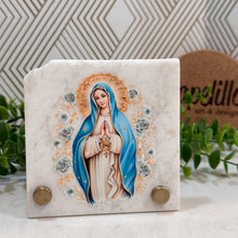 Load image into Gallery viewer, Personalized Baptism Gift Virgin Mary, Natural Marble Stone Christening Gifts, Baptism Gifts for Goddaughter, Unique Baptism Gift Baby Idea
