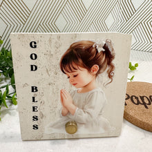 Load image into Gallery viewer, Personalized Baptism Gift Girl, Natural Travertine Stone Christening Gifts, Baptism Gifts for Goddaughter, Unique Baptism Gift Baby Idea
