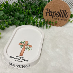 Eco Resine Oval Tray Virgin Mary | Handmade Vanity Tray | Jewelry Holder | Decorative Organizer | Modern Home Decor | Unique Christening Gift