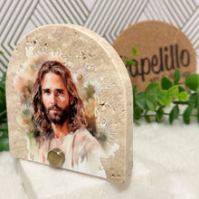 Load image into Gallery viewer, Personalized Baptism Gift Jesus, Arch Natural Travertine Stone Christening, Baptism Gifts for Goddaughter, Unique Baptism

