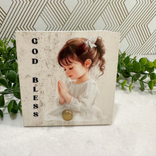 Load image into Gallery viewer, Personalized Baptism Gift Girl, Natural Travertine Stone Christening Gifts, Baptism Gifts for Goddaughter, Unique Baptism Gift Baby Idea
