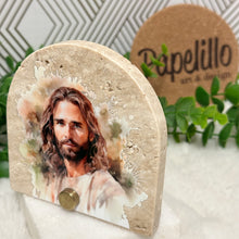 Load image into Gallery viewer, Personalized Baptism Gift Jesus, Arch Natural Travertine Stone Christening, Baptism Gifts for Goddaughter, Unique Baptism
