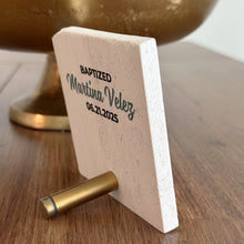 Load image into Gallery viewer, Personalized Jesus Baptism Gift, Natural Travertine Stone Christening Gifts, Baptism Gifts for Goddaughter, Unique Baptism Gift Baby Idea

