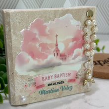 Load image into Gallery viewer, Personalized Baptism Gift Girl, Natural Travertine Stone Christening Gifts, Baptism Gifts for Goddaughter, Unique Baptism Gift Baby Idea
