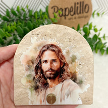 Load image into Gallery viewer, Personalized Baptism Gift Jesus, Arch Natural Travertine Stone Christening, Baptism Gifts for Goddaughter, Unique Baptism

