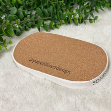 Load image into Gallery viewer, Eco Resine Oval Tray Virgin Mary | Handmade Vanity Tray | Jewelry Holder | Decorative Organizer | Modern Home Decor | Unique Christening Gift
