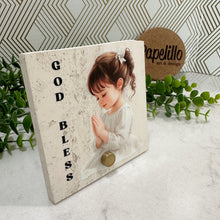 Load image into Gallery viewer, Personalized Baptism Gift Girl, Natural Travertine Stone Christening Gifts, Baptism Gifts for Goddaughter, Unique Baptism Gift Baby Idea
