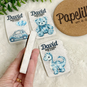 Custom Magnets Marble, Toile de Jouy Custom Baptism Gift, Personalized Fridge Magnets, Baptism Gift Personalized