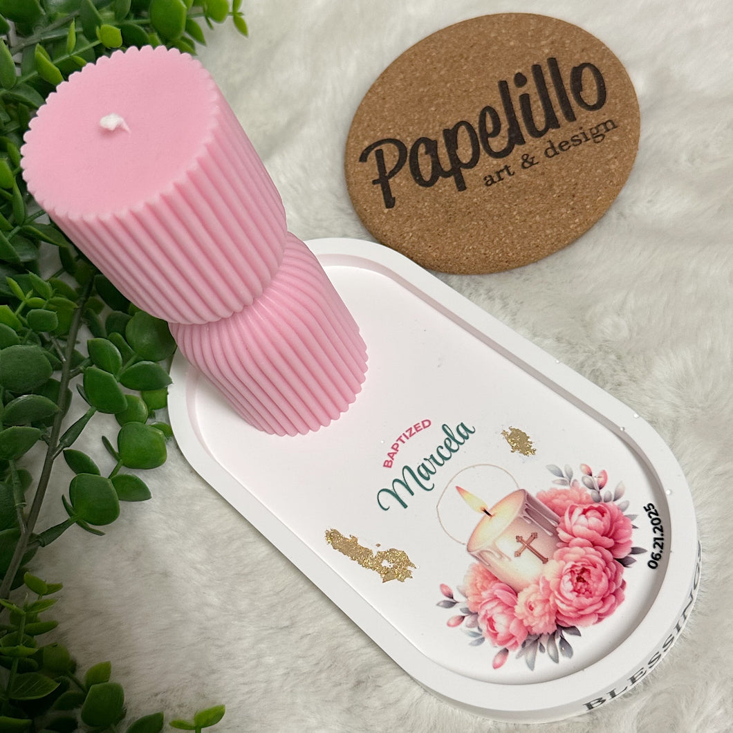 Eco Resine Oval Tray Baptism Gift Girl | Handmade Vanity Tray | Jewelry Holder | Decorative Organizer | Modern Home Decor | Unique Gift Idea