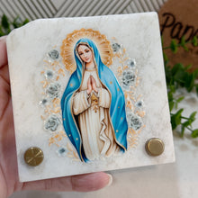 Load image into Gallery viewer, Personalized Baptism Gift Virgin Mary, Natural Marble Stone Christening Gifts, Baptism Gifts for Goddaughter, Unique Baptism Gift Baby Idea
