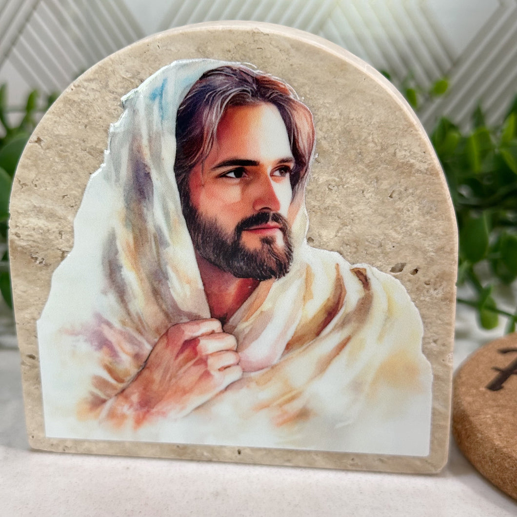 Jesus Baptism Gift, Arch Natural Travertine Stone Christening Gifts, Baptism Gifts for Goddaughter, Unique Baptism Gift Baby Idea