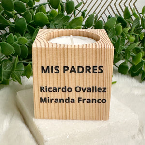 Baby Shower Favors, Handmade Wooden Candle Holder, Personalized Tealight Holder, Baptism Candle Favor, Confirmation, Jose Gregorio Hernandez