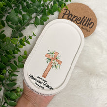 Load image into Gallery viewer, Eco Resine Oval Tray Virgin Mary | Handmade Vanity Tray | Jewelry Holder | Decorative Organizer | Modern Home Decor | Unique Christening Gift
