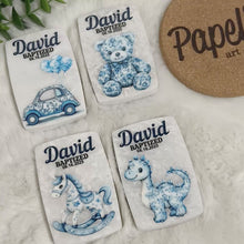 Load and play video in Gallery viewer, Custom Magnets Marble, Toile de Jouy Custom Baptism Gift, Personalized Fridge Magnets, Baptism Gift Personalized
