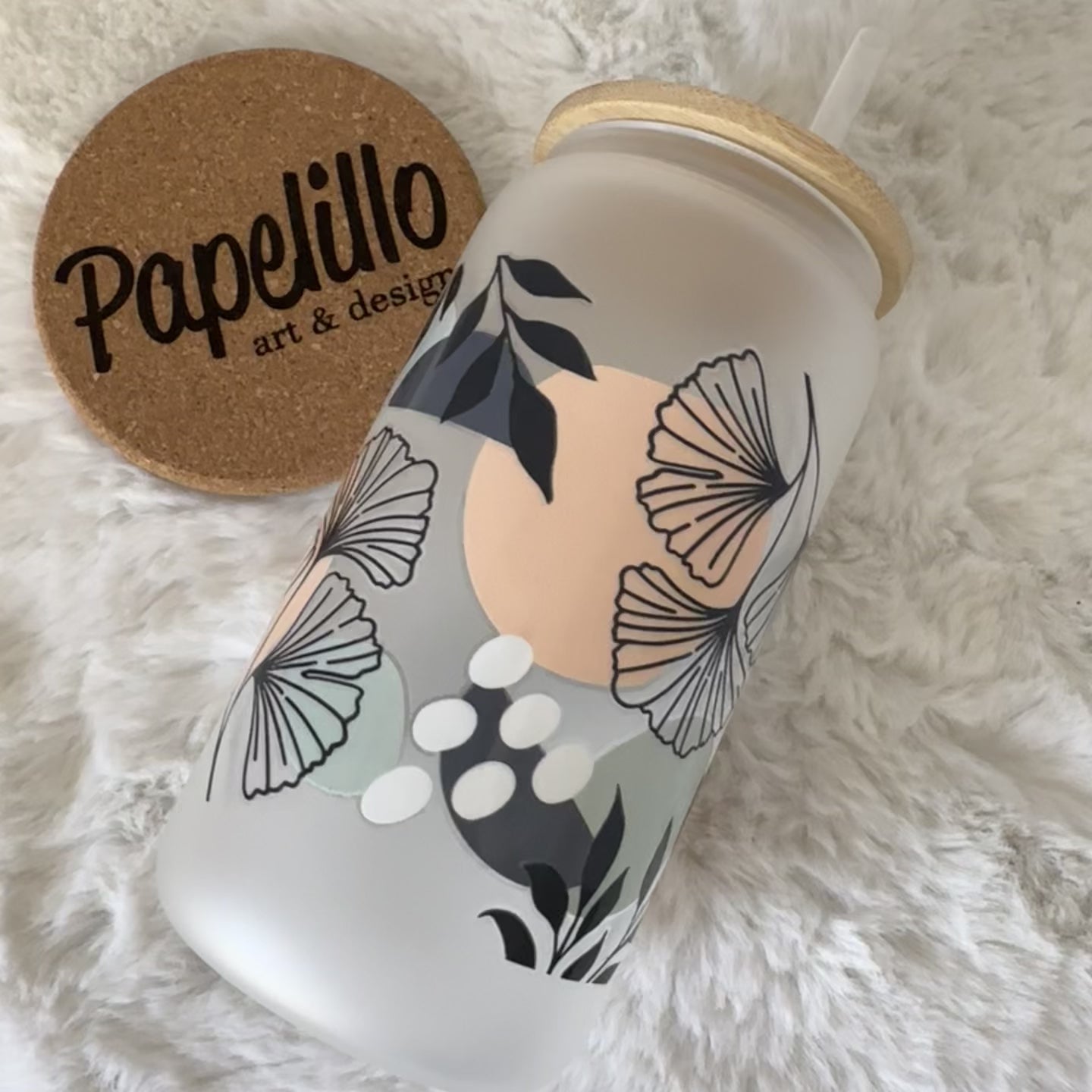 Floral Glass Coffee Cup, Hydrangea Garden Glass Iced Coffee Cup with B –  Papelillo Art Design
