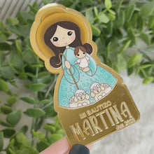 Load and play video in Gallery viewer, Custom Magnets Virgin of the Divine Shepherdess, Personalized Fridge Magnets, Baptism Gift Personalized
