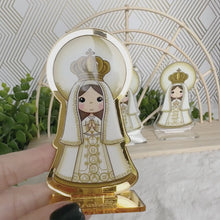 Load and play video in Gallery viewer, Custom Acrylic Stand Virgin of the Valley, Personalized Centerpiece, Baptism, Gift Personalized
