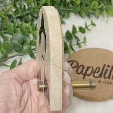 Load and play video in Gallery viewer, Personalized Baptism Gift José Gregorio Hernández, Arch Natural Travertine Stone Christening, Baptism Gifts for Goddaughter, Unique Baptism
