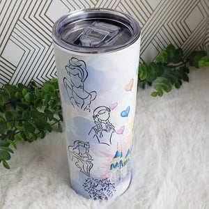 Inspired Princess Watercolor Sublimation Tumbler Stainless Steel 20oz