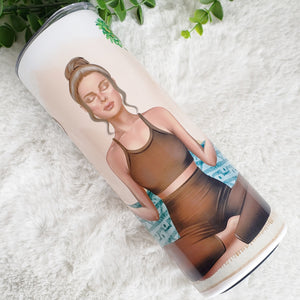 Namaste Yoga Tumbler, Meditate Cup, Yoga Lover Drinking Cups, Yoga Gift 20oz, Custom Yoga Tumbler, Meditation Girl