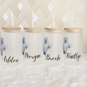 Bridesmaid Proposal, Future Mrs, Customized Glass Tumbler, Frosted Glass Tumbler, Bamboo Lid Coffee Cup, Maid Of Honor Gift 16oz