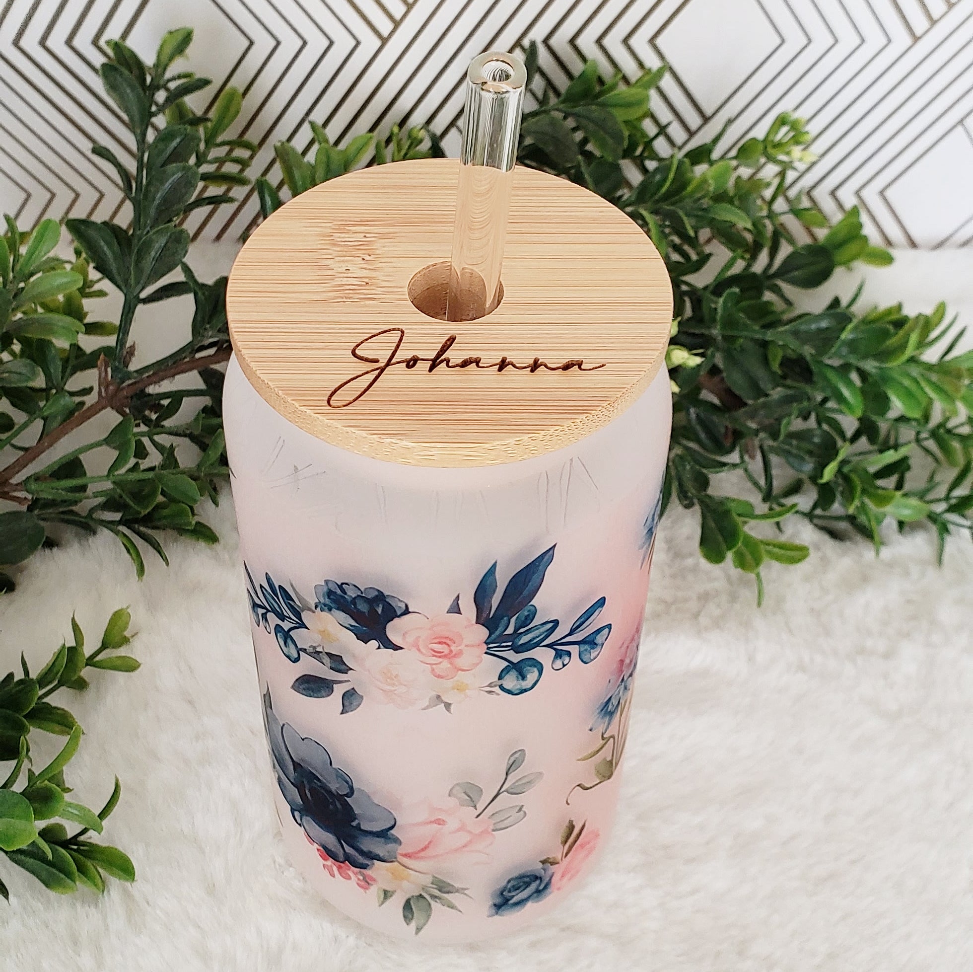 Retro Flowers Glass Cup, Iced Coffee Trendy Flowers, Bamboo Lid, Holiday  Gift Ideas, Christmas Gift, Gifts For Her - Yahoo Shopping