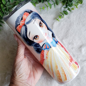 Custom Snow White Inspired, Disney Tumbler, Princess Gift, Stainless Steel, Drinking Cups Personalized Party Birthday, 20oz Cup Cartoon