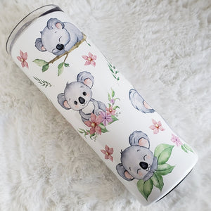 Koala Personalized Tumbler, Drinking Cups, Water Bottle Custom, Cute Animals, Party Birthday Gift, 20oz Stainless Steel