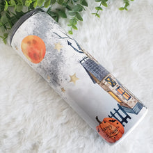 Load image into Gallery viewer, Halloween Skinny Tumbler, Stainless Steel, Drinking Cups, Personalized Travel Mug, Halloween Party Favors, Spooky Vibes 20oz
