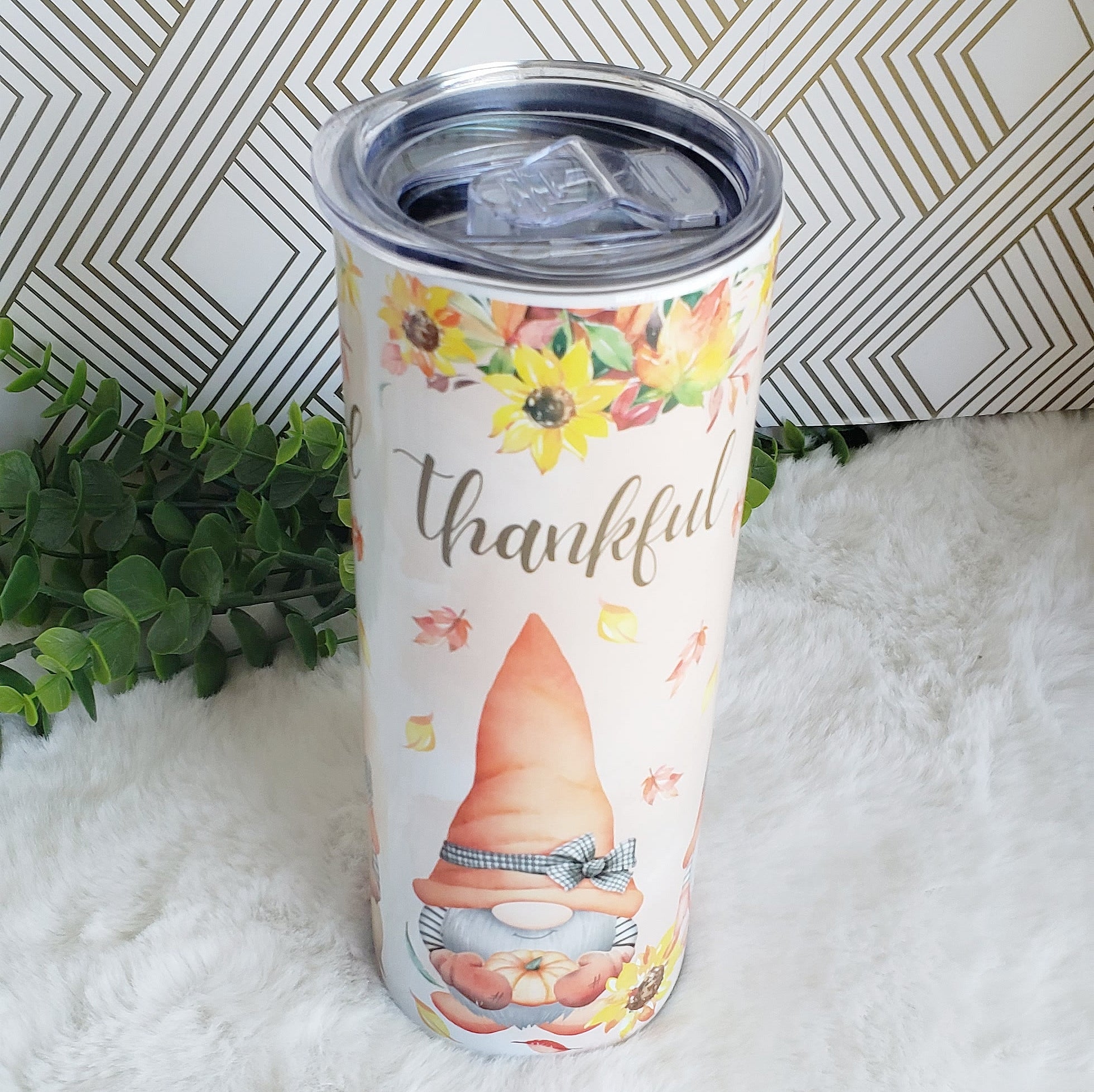 Fall Gnome Tumbler, Thanksgiving Tumbler, Pumpkin Drinking Cups With S –  Papelillo Art Design
