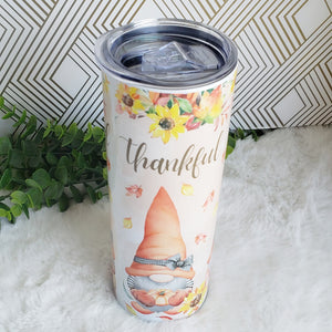 Fall Gnome Tumbler, Thanksgiving Tumbler, Pumpkin Drinking Cups With Straw, Personalized Party Thanksgiving 20oz