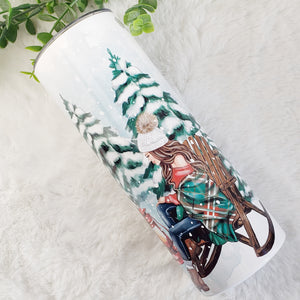 Winter Merry Christmas Tumbler, Stainless Steel, Gifts Christmas, Skinny Drinking Cups, Personalized Gift Trip, New Year Sublimation