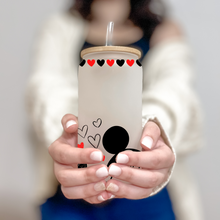 Load image into Gallery viewer, Cartoon Mouse Inspired Glass Coffee Cup, Mouse Inspired Glass Iced Coffee Cup with Bamboo Lid and Straw, Coffee Gift for Friend 16oz
