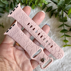 French Bulldog watch Band engraved watch Band Personalized Mom Dog Watch Band Monogrammed Silicone Band engraved Pet Lover watch band