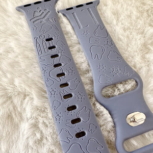 Dental watch Band Dentist engraved watch Band Personalized Watch Band Monogrammed Silicone Band Teeth engraved watch band Hygienist