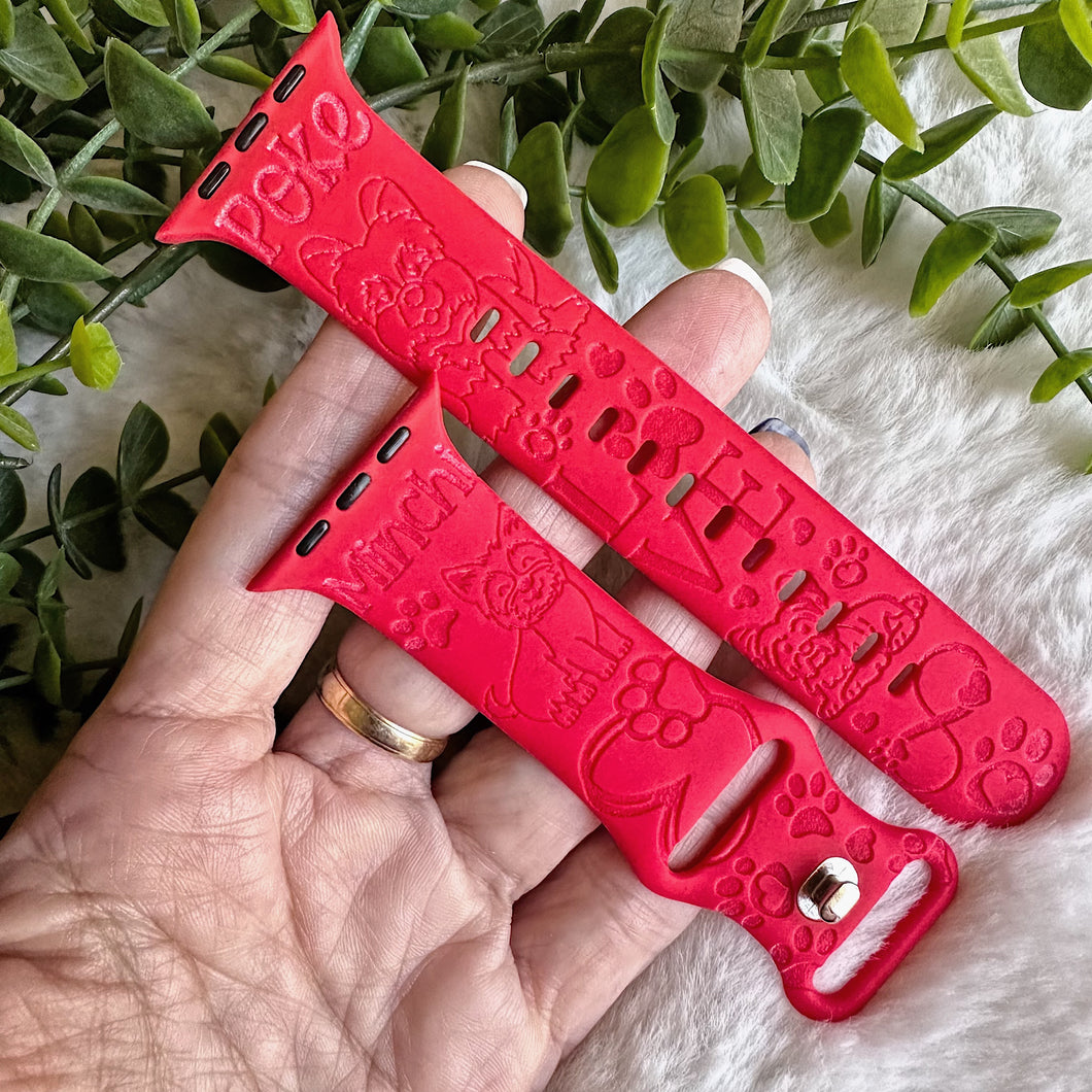 Yorkshire Terrier watch Band engraved watch Band Personalized Mom Dog Watch Band Monogrammed Silicone Band engraved Pet Lover watch band