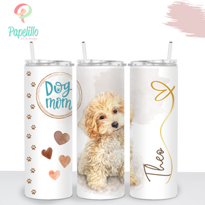 Dog Personalized Tumbler, Golden Dodle, Double Wall Insulated, Gift, Tumbler with Lid & Straw, Custom Tumbler